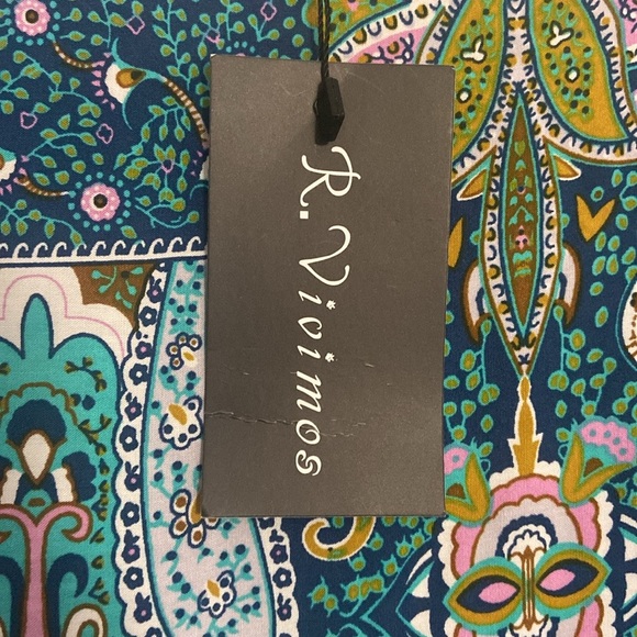 R. VIVIMOS Blue & Chartreuse Paisley Ruffled Maxi Wrap Dress SZ LG (12/14) - Picture 12 of 12